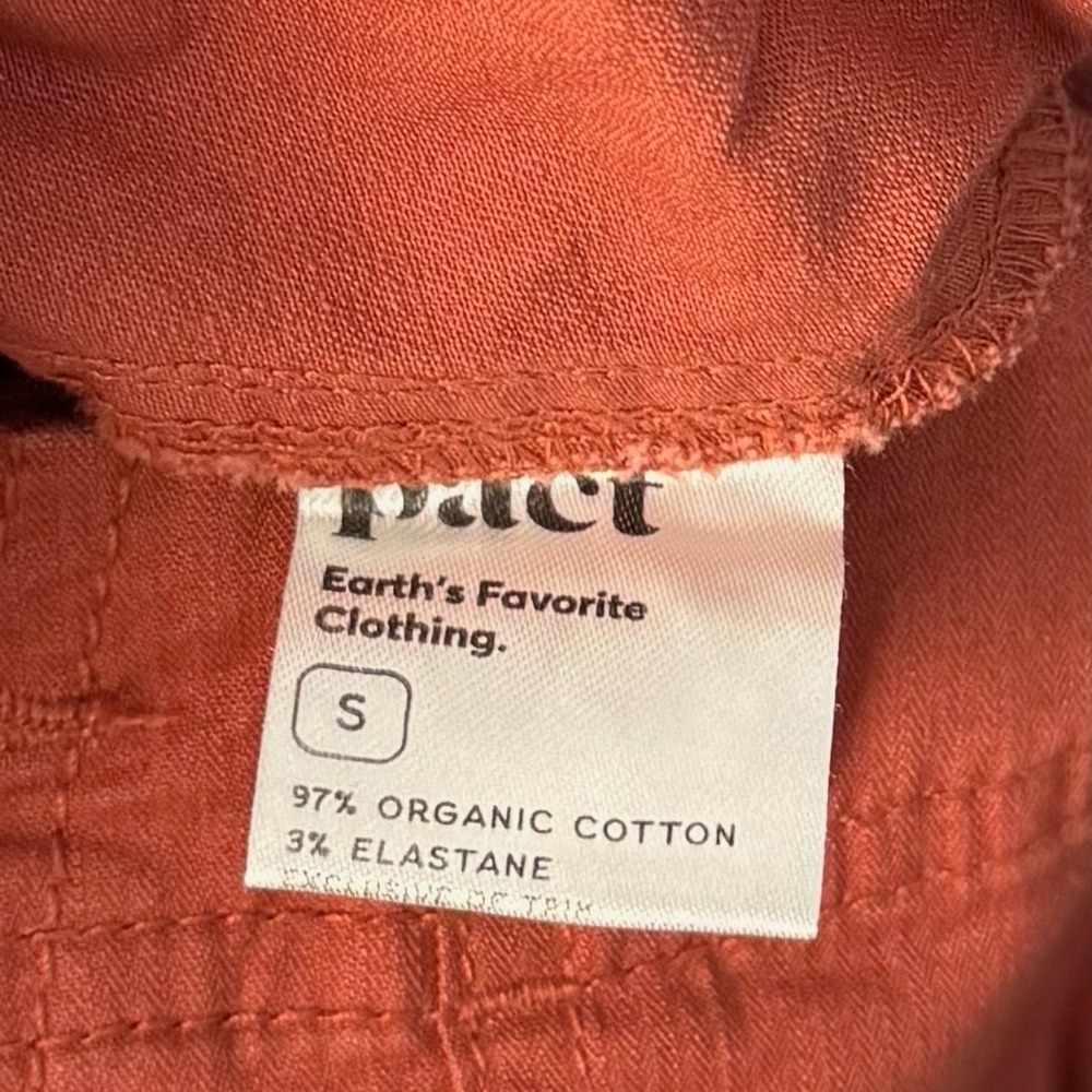 Pact Woven Twill Utility Joggers Womens Small Orange High Waisted Cotton Pants - Picture 6 of 9